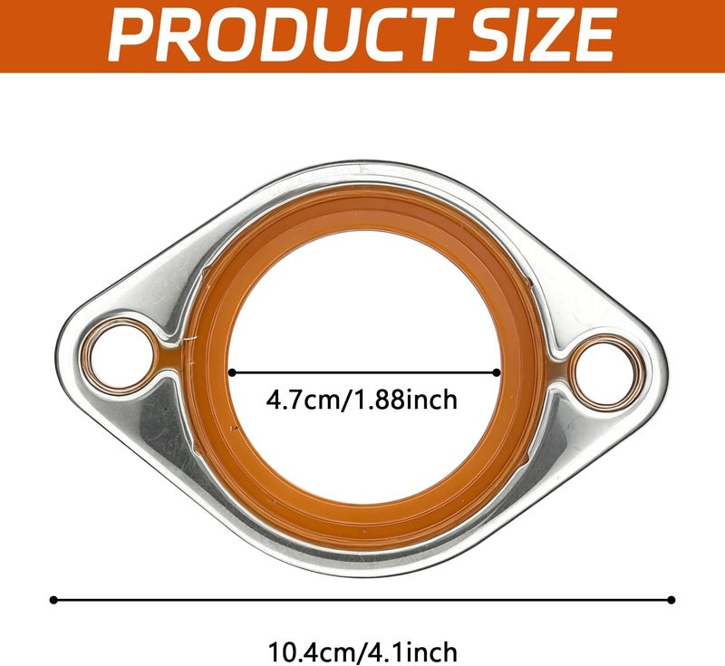 SWQS Thermostat Water Neck Housing Gasket - 1/8" Aluminum Carrier with Molded Silicone Insert, Reusable Thermostat Housing Seal Replacement for Chevy SBC BBC 265-500 Engines Water Pump Gasket(Orange) - Image 2